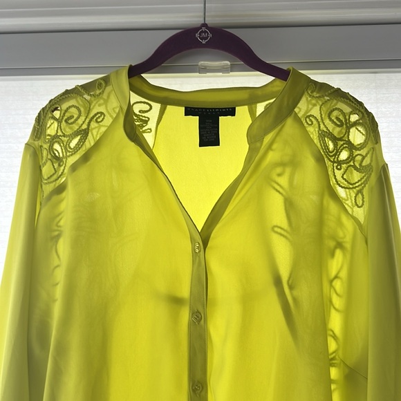 Gorgeous Grace Elements Sheer Lime Green Blouse - Picture 3 of 6